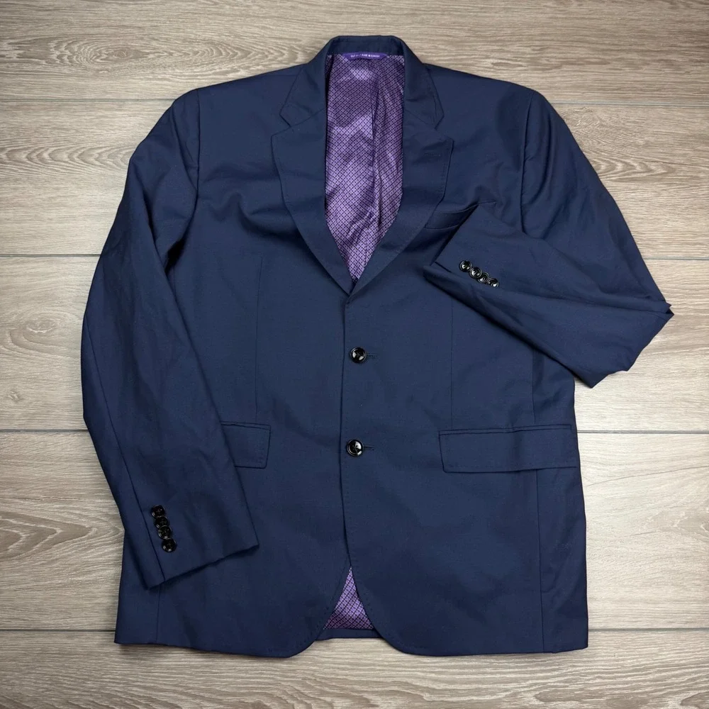 Ted Baker Mens Sport Coat Endurance Trevi SPJ Wool Navy Blue 42R